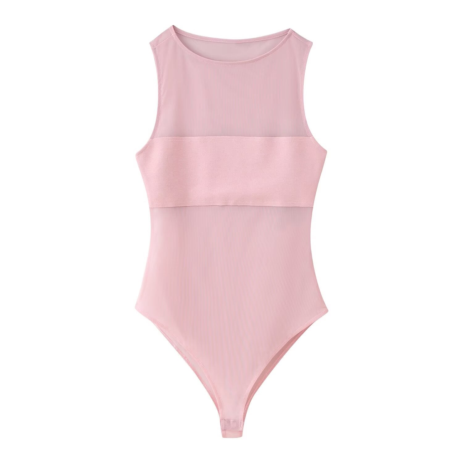 Women's sexy patchwork tulle bodysuit