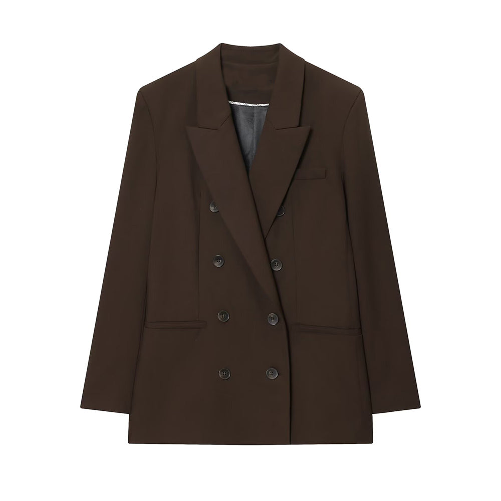 Women's set woman 2 pieces Casual double breasted Blazer Coat+Pants