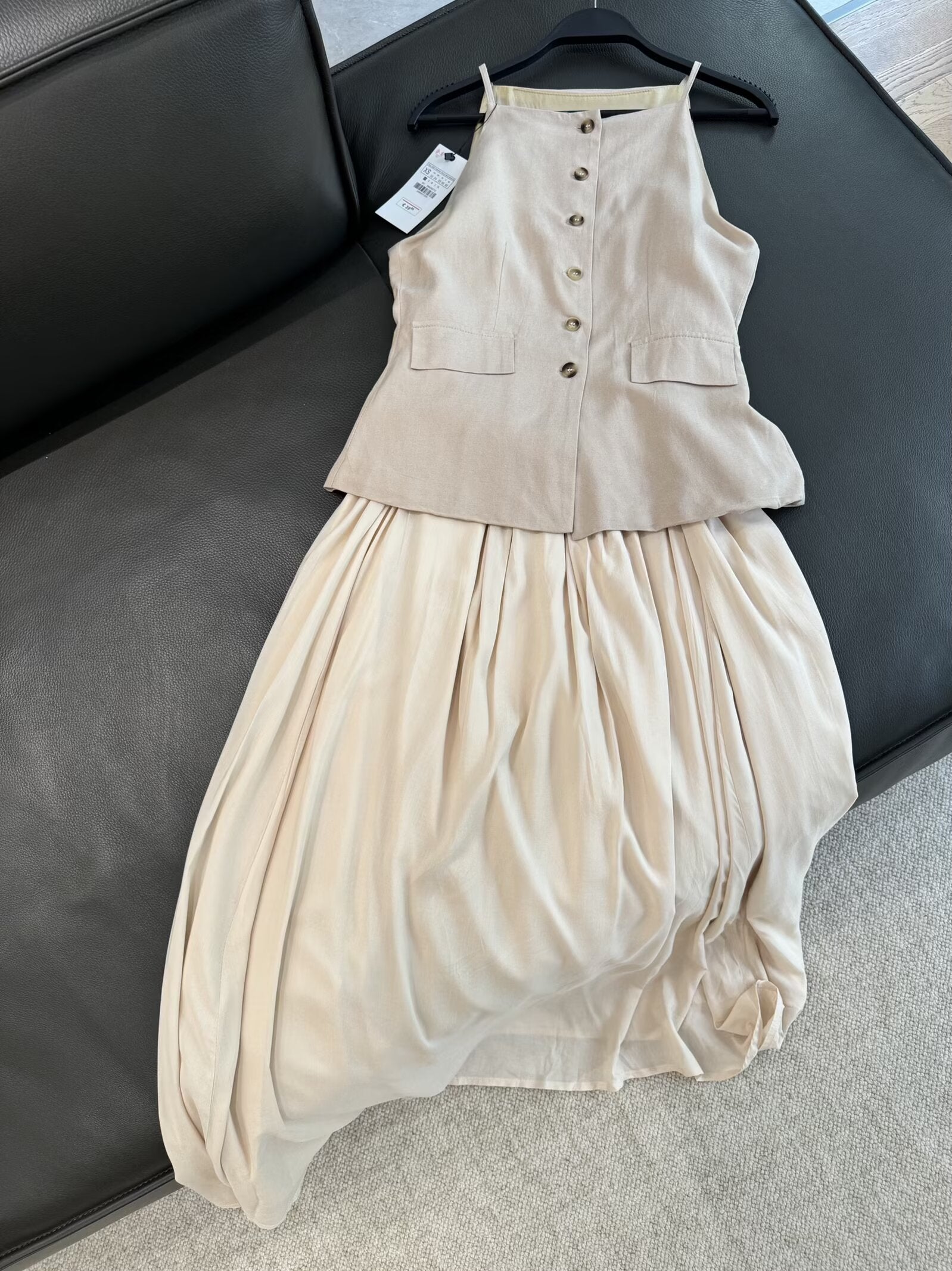 Women's new fashion pleated skirt hem vest style MIDI dress