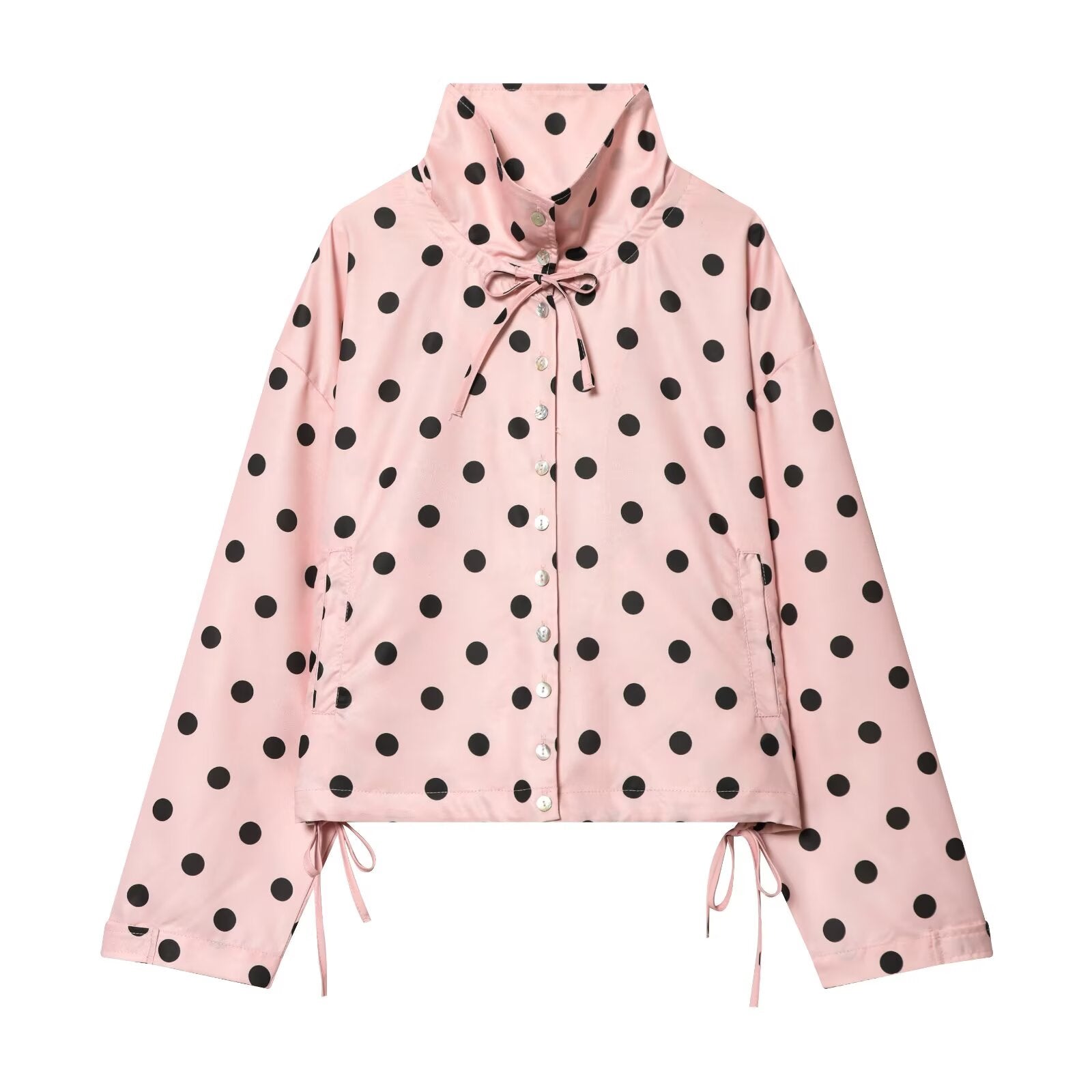 Women's bow decoration polka dot Coat