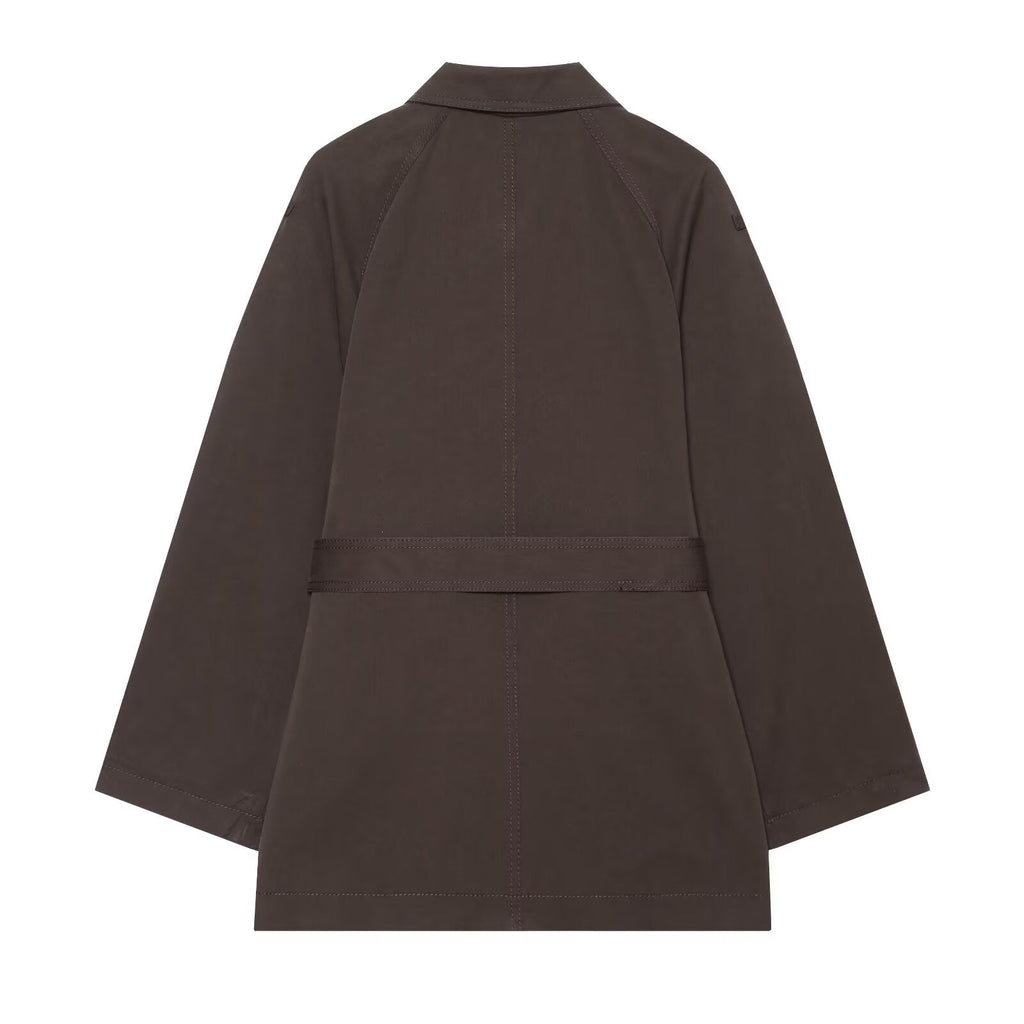 Women's with Belt casual stand collar twill coat