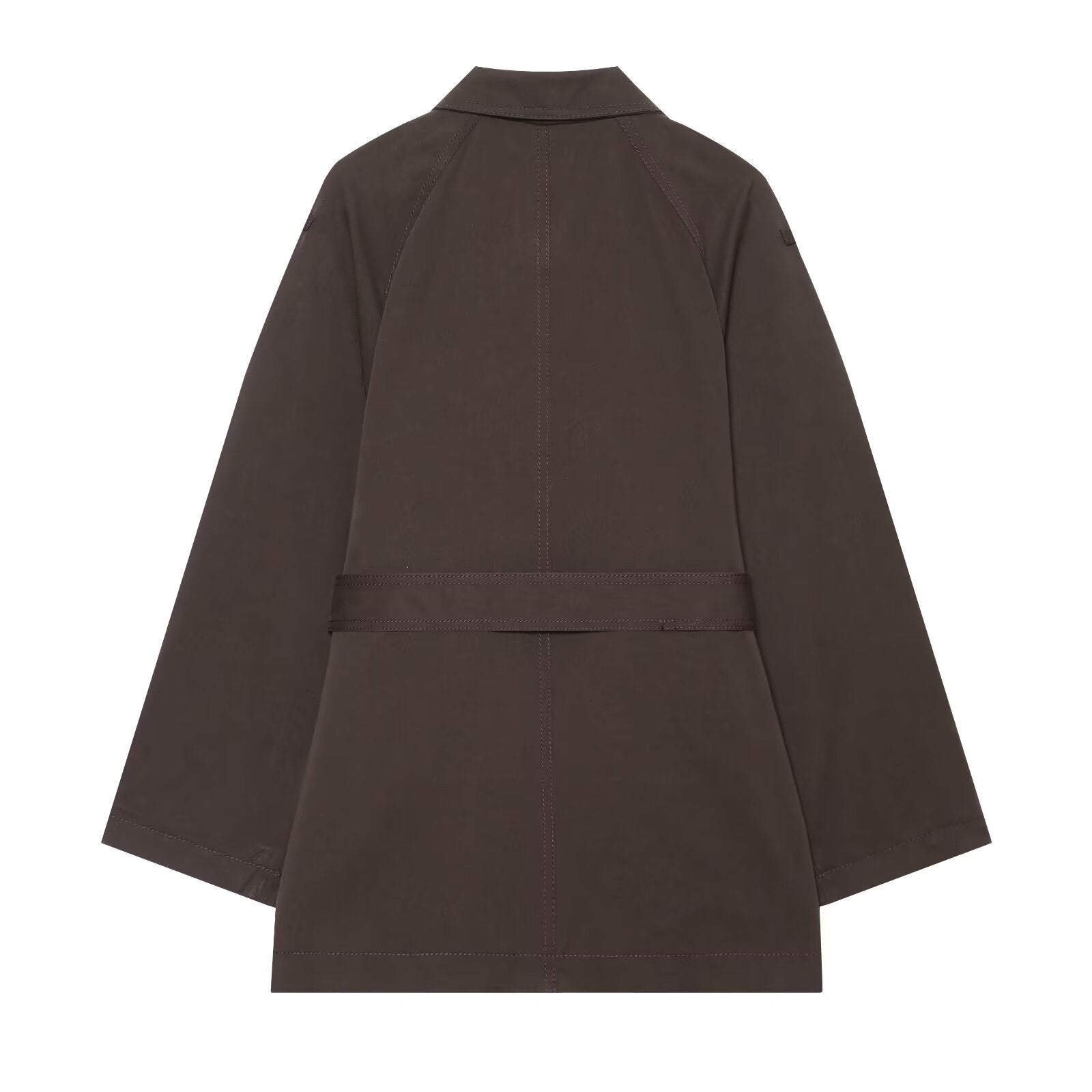 Women's with Belt casual stand collar twill coat