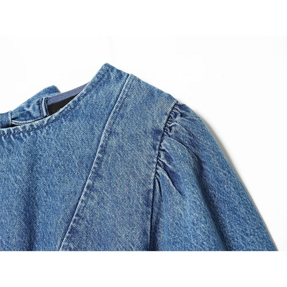 Women's flared skirt hem backless denim dress