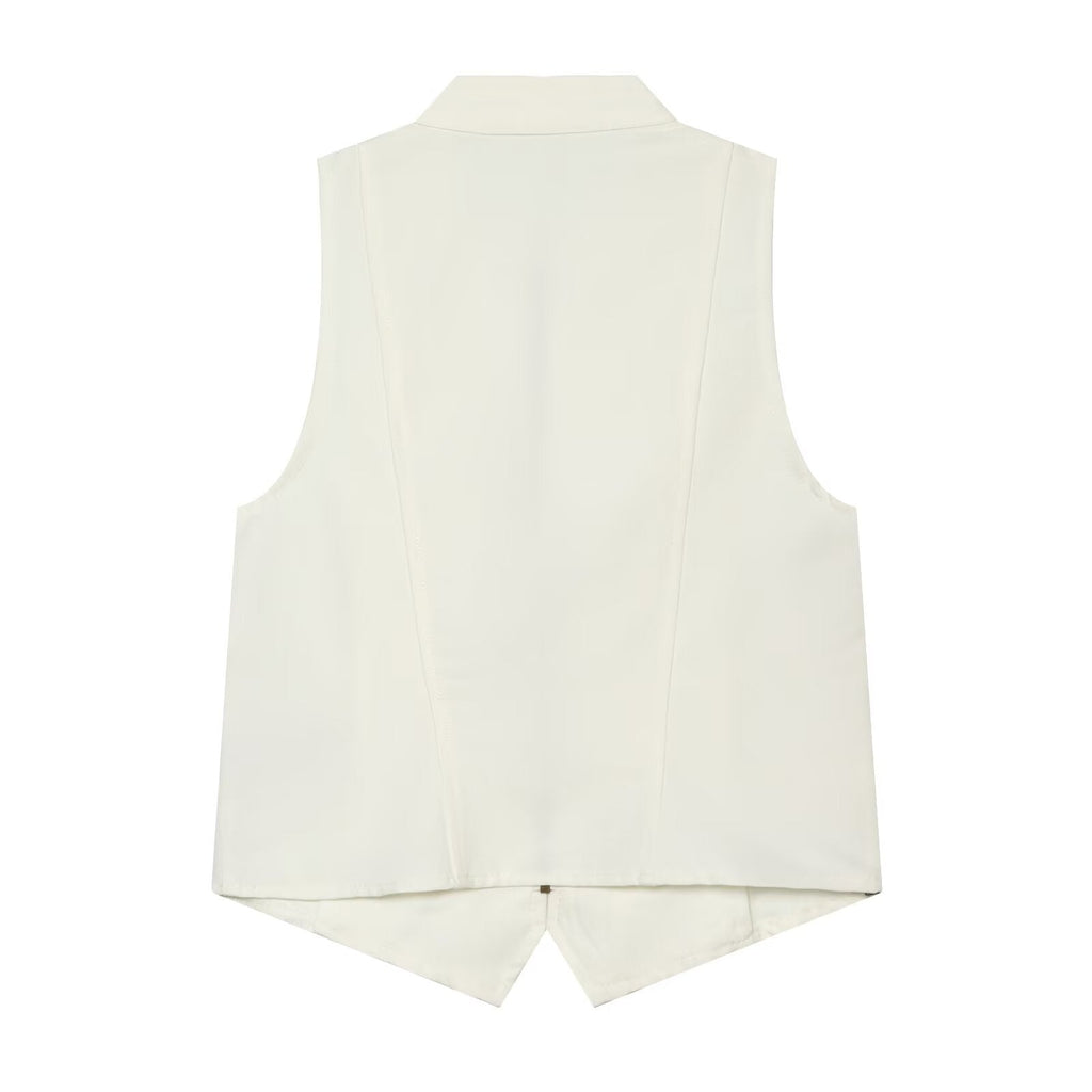 suit Women's 2 pieces zipper button up decoration sleeveless top+shorts