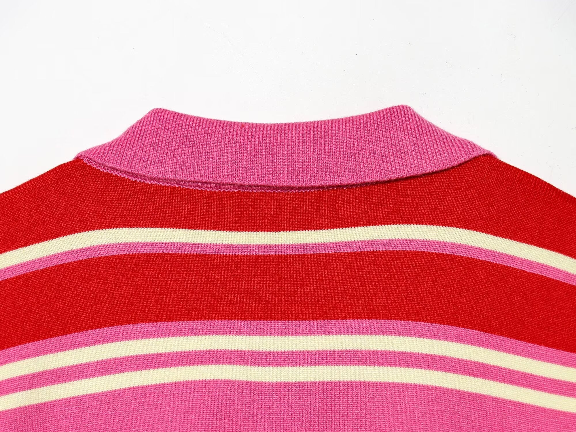 Women's casual striped knitted polo shirt