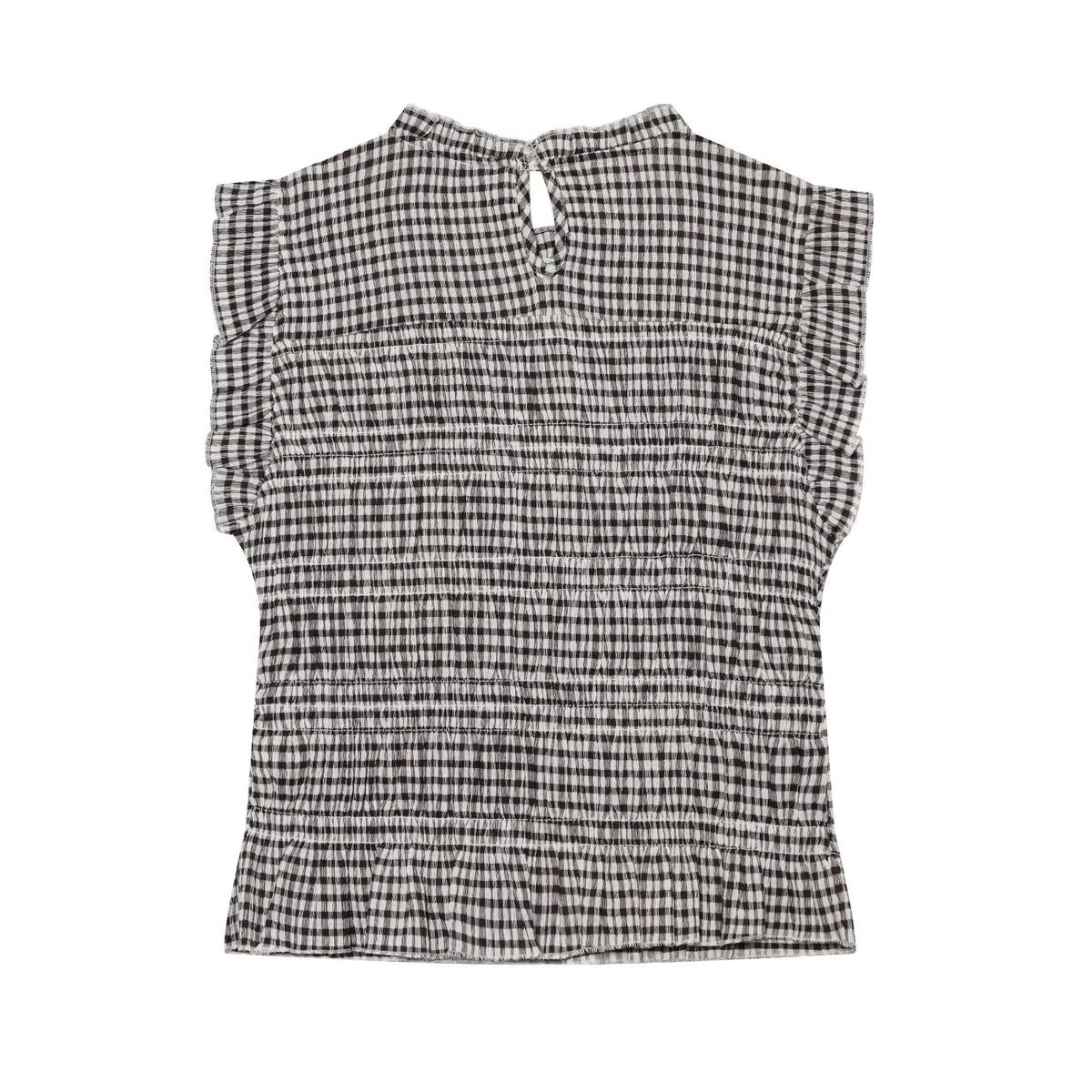Women's short honeycomb plaid top