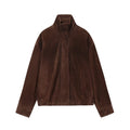 Women's new fashion anti suede effect casual stand collar jacket Coat
