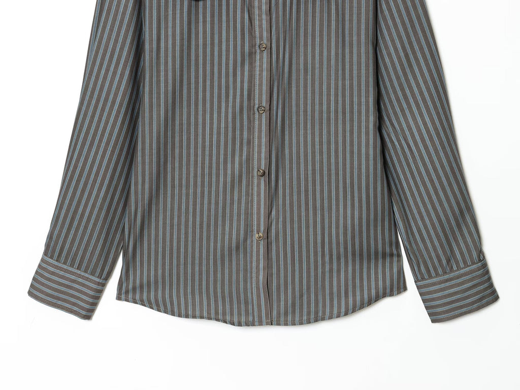 Women's new fashion casual striped poplin shirt