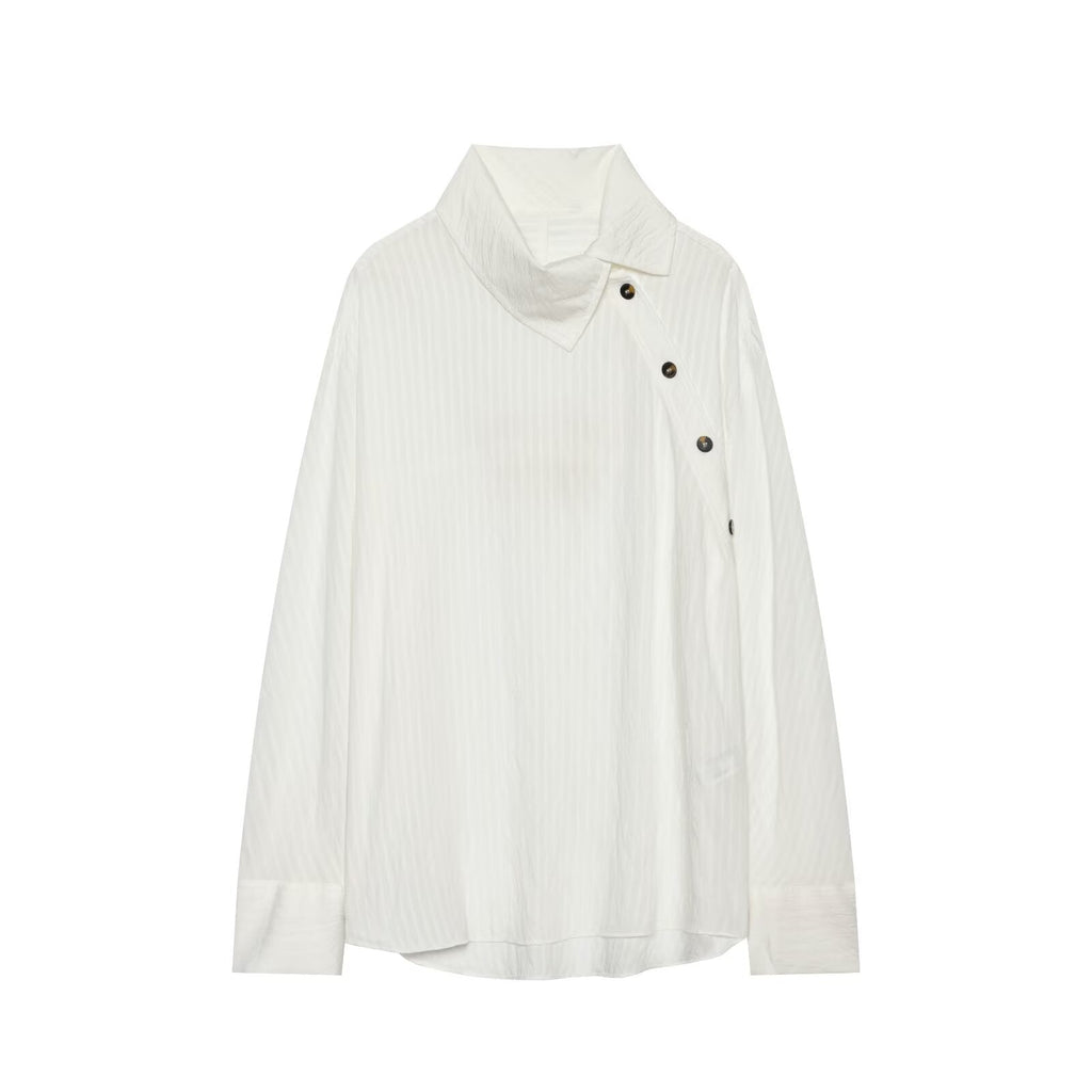 Women's casual striped cross Button-up shirt