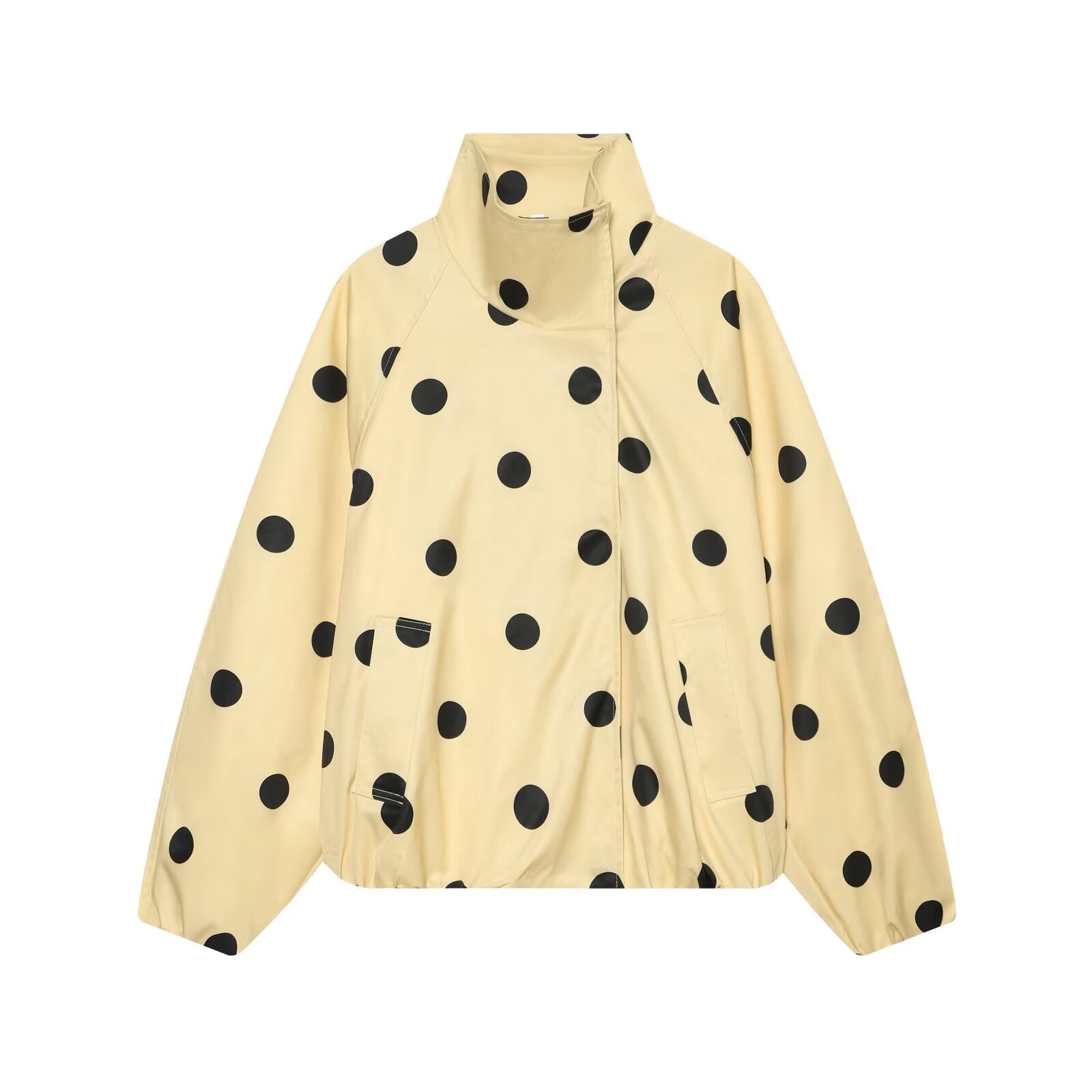 Women's standing collar polka dot pilot jacket Coat