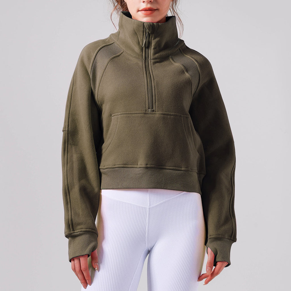 Women's new Joker Fall/Winter Yoga Clothing Semi-Zipper Stand-up Sports Sweater Loose Joker Leisure Yoga Top