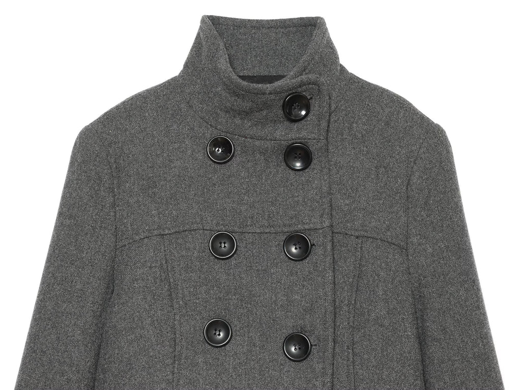 Women's standing collar double breasted woolen blend coat