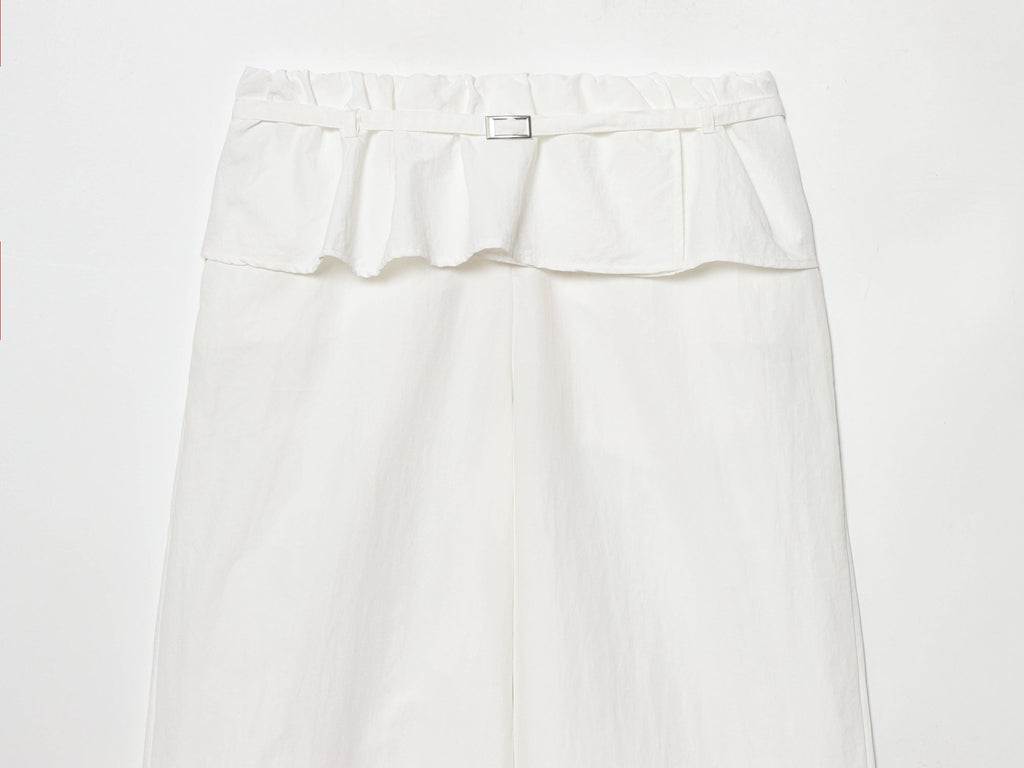 Women's layered waist design casual nylon pants