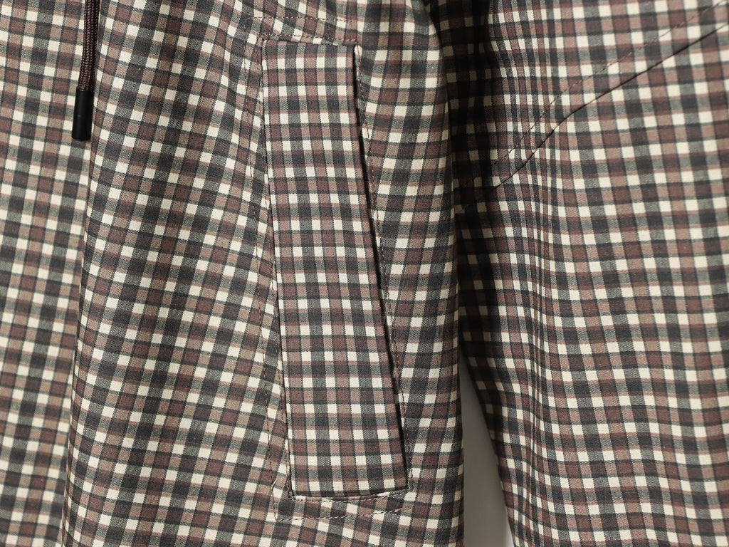 Women's loose plaid hooded jacket Coat