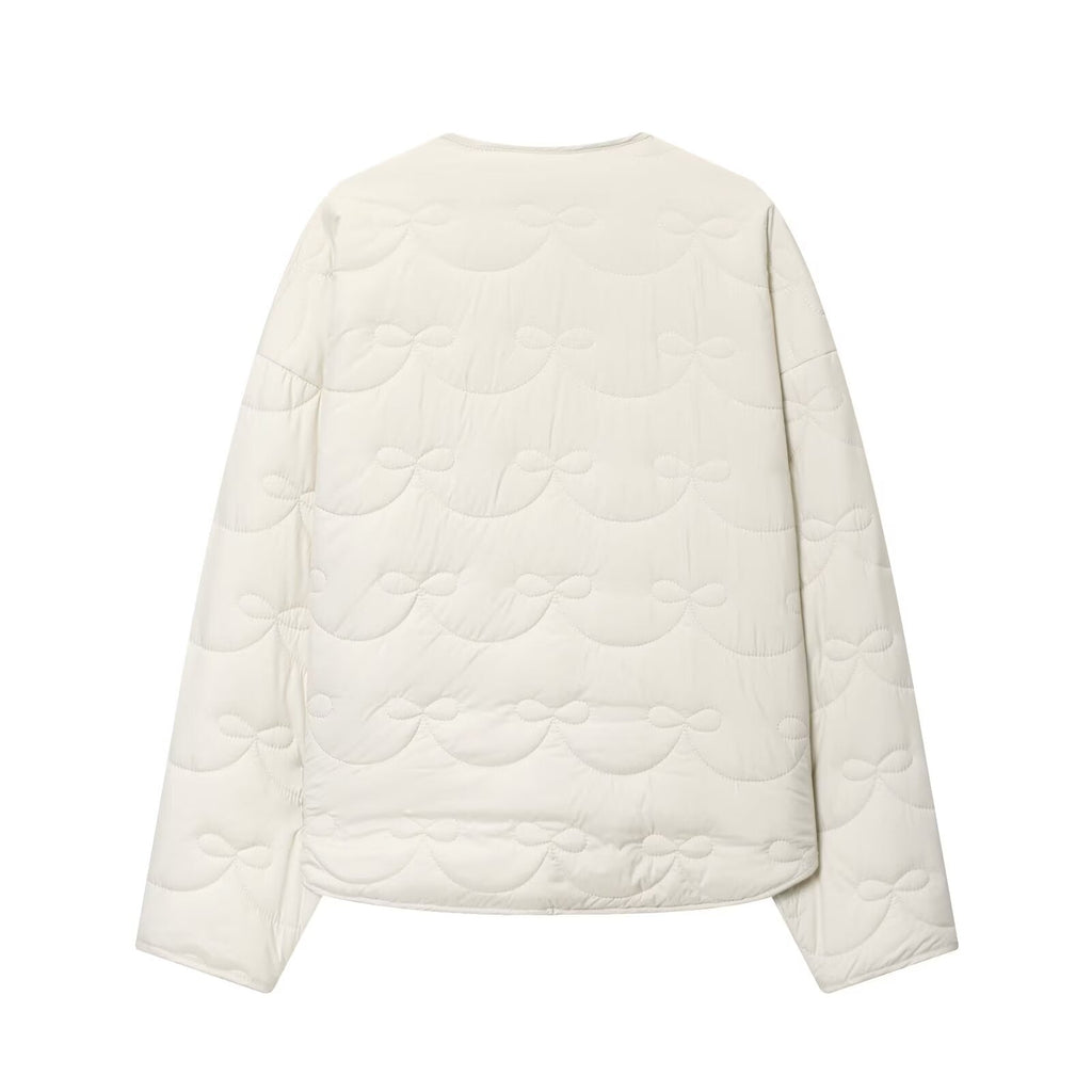 Women's 2025 new fashion bow decoration warm quilted Coat