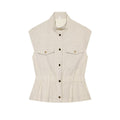 Women's pocket decoration linen blend vest