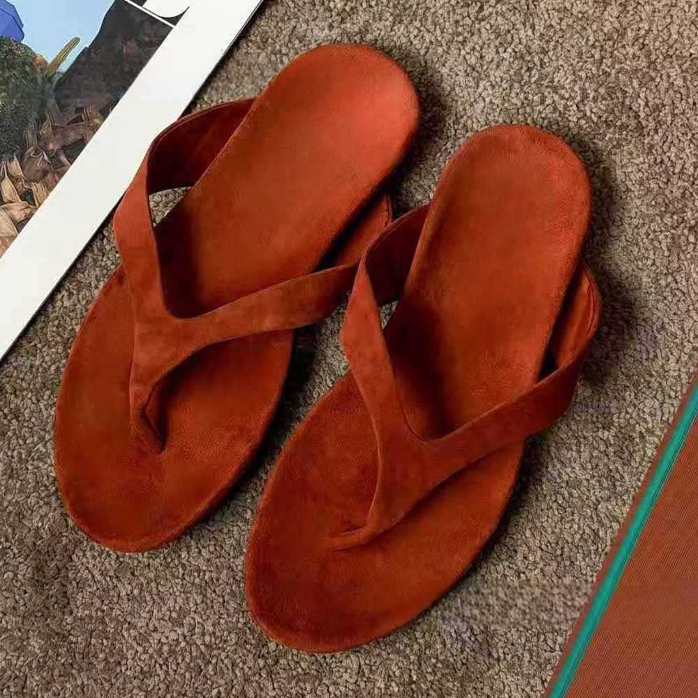Women's new suede slippers with flat bottom and soft bottom have a shoe box