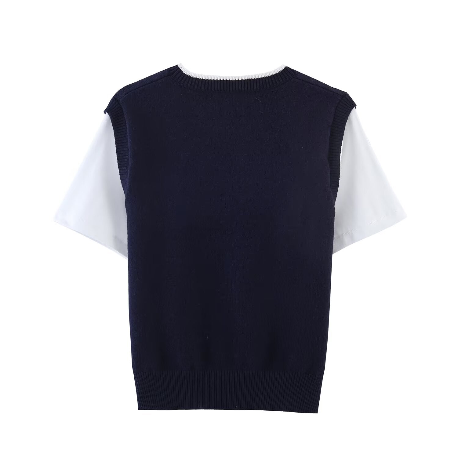Women's three-dimensional embroidery spliced knitted shirt