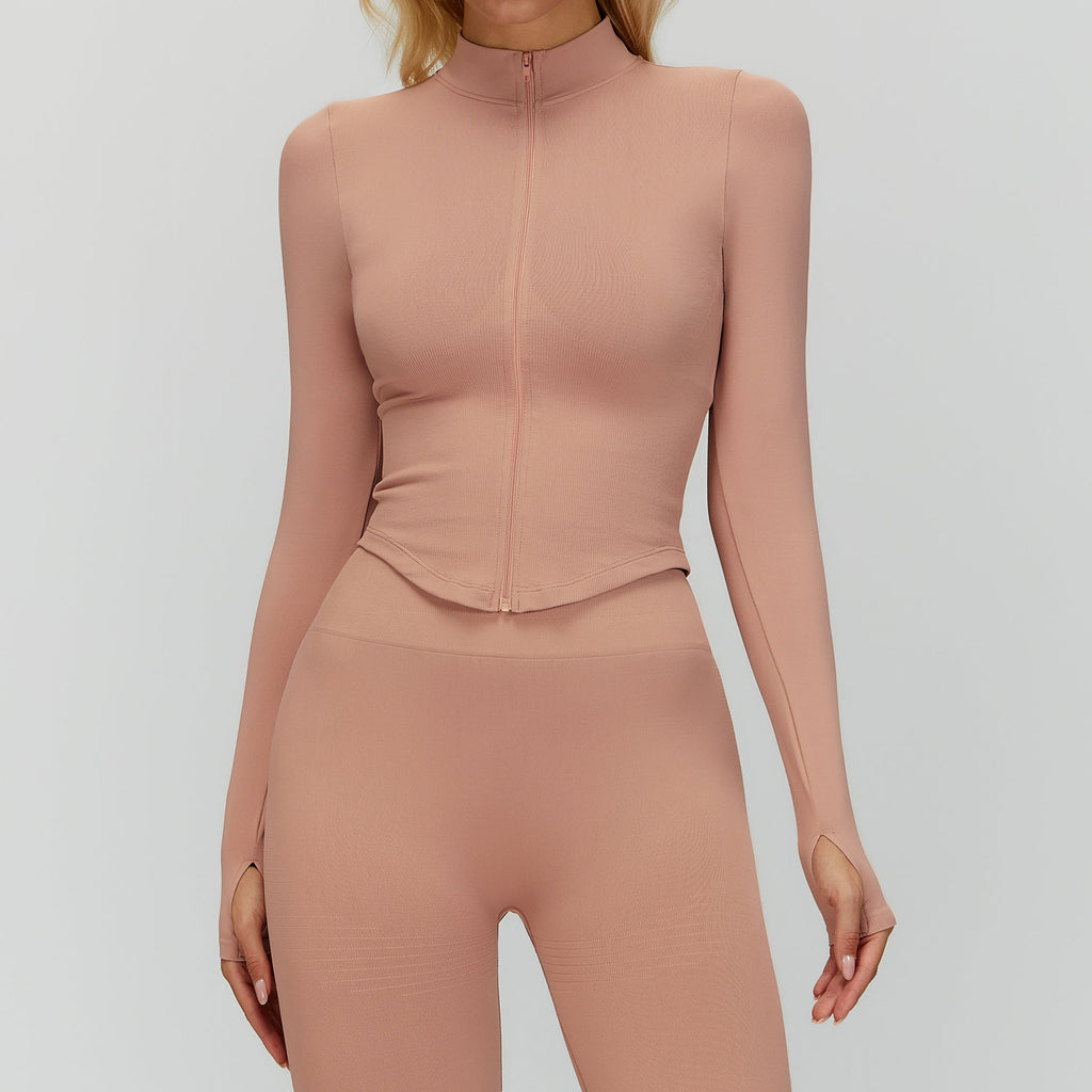 Women's new stand-up collar zipper coat tight-fitting quick-drying yoga clothes