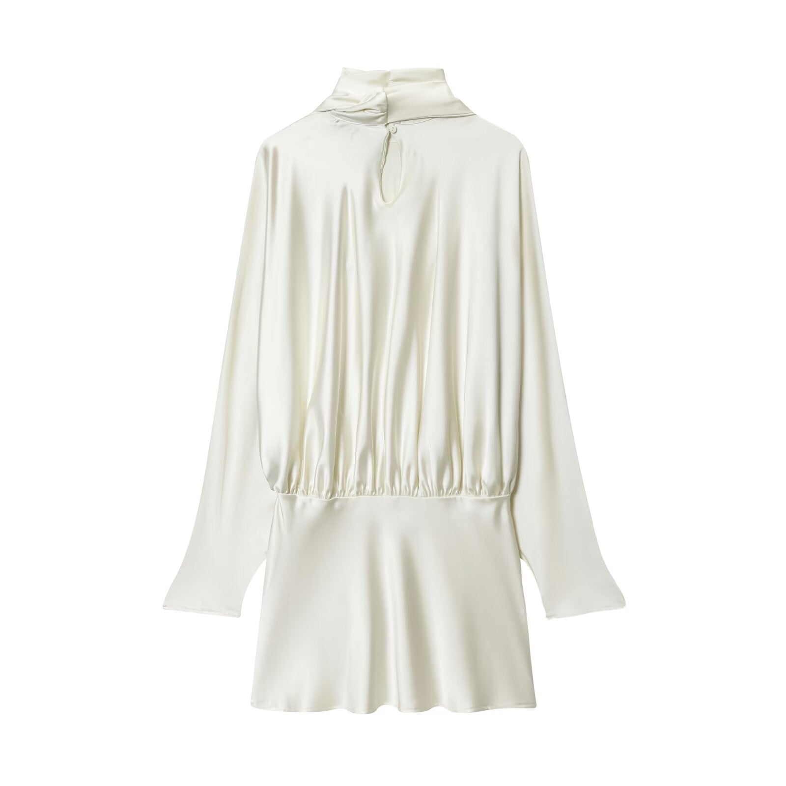Women's 2025 new fashion scarf decoration satin texture mini dress