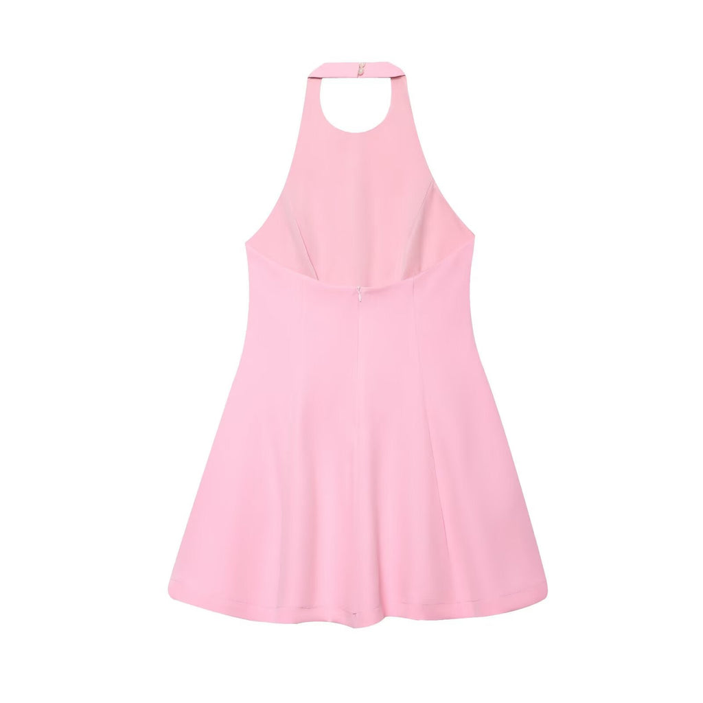 Women's Summer Fashion Wave style Hanging Neck Mini Dress