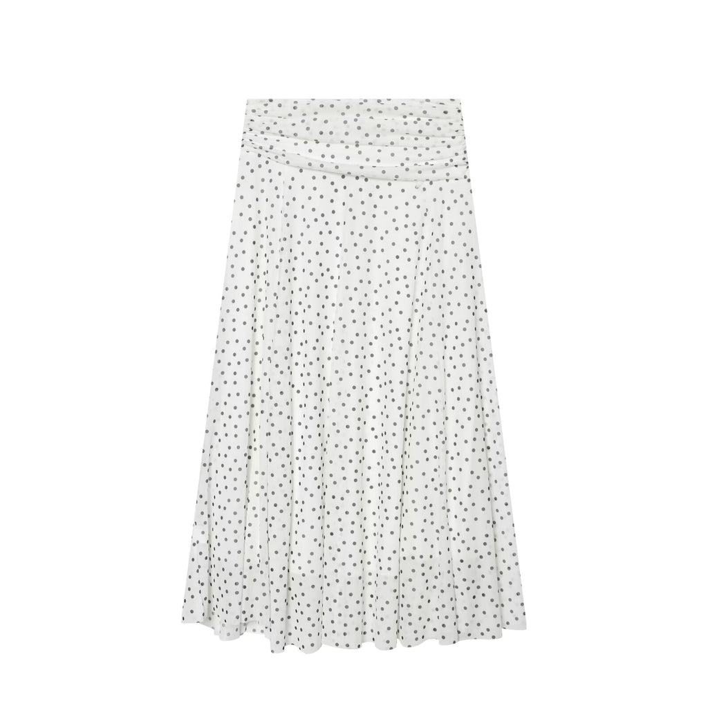 Women's pleated waist polka dot MIDI skirt