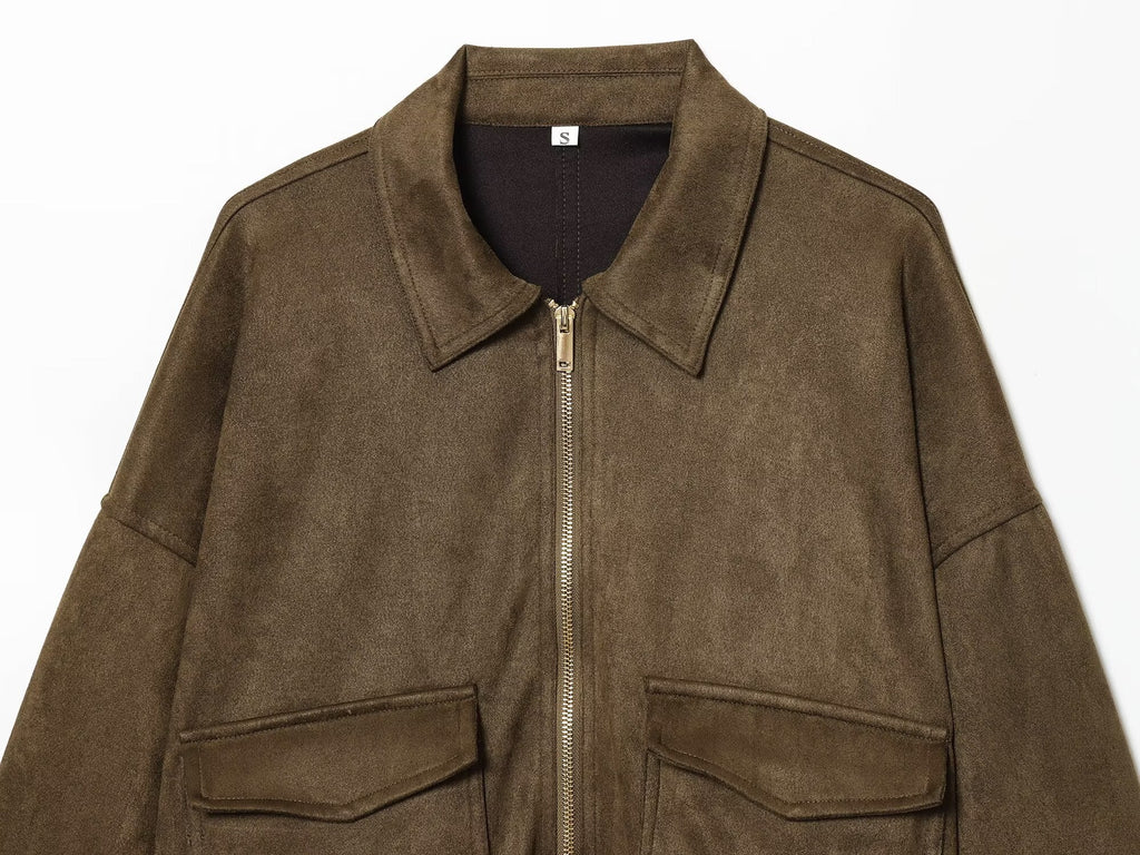Women's new fashion suede texture effect lapel jacket Coat