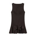 Women's new slim layered decoration sleeveless mini dress
