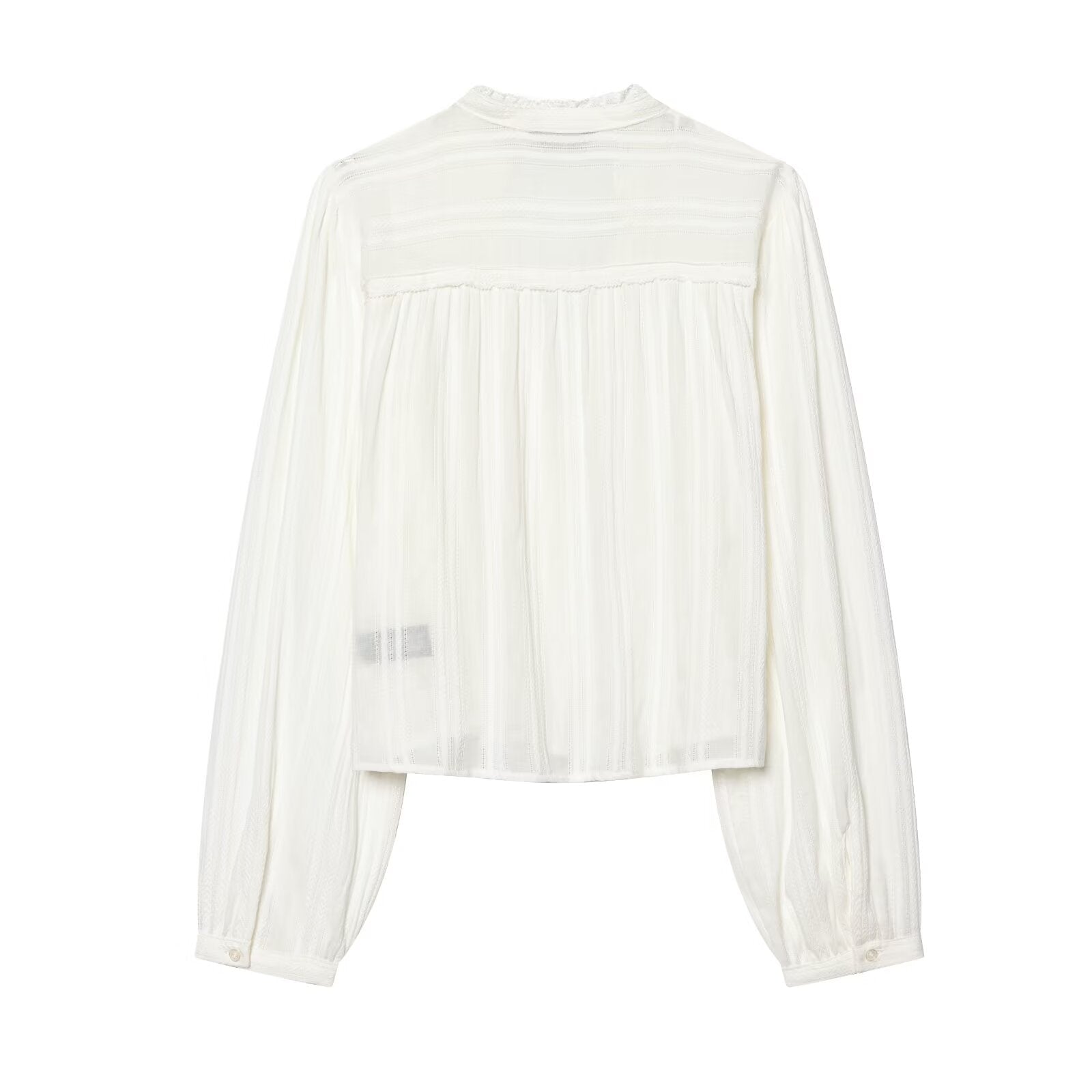 Women's lace decoration short V-neck shirt
