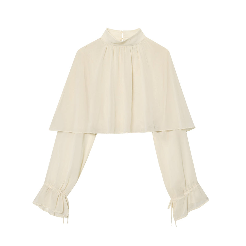 Women's new short layered decorative long sleeved top