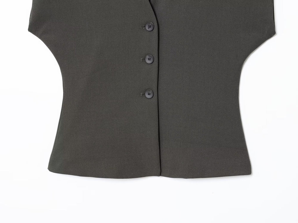 suit Women's 2 pieces slim V-neck Button-up vest+Pants