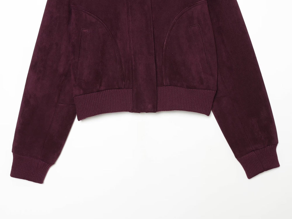 Women's Anti suede effect short stand collar Coat