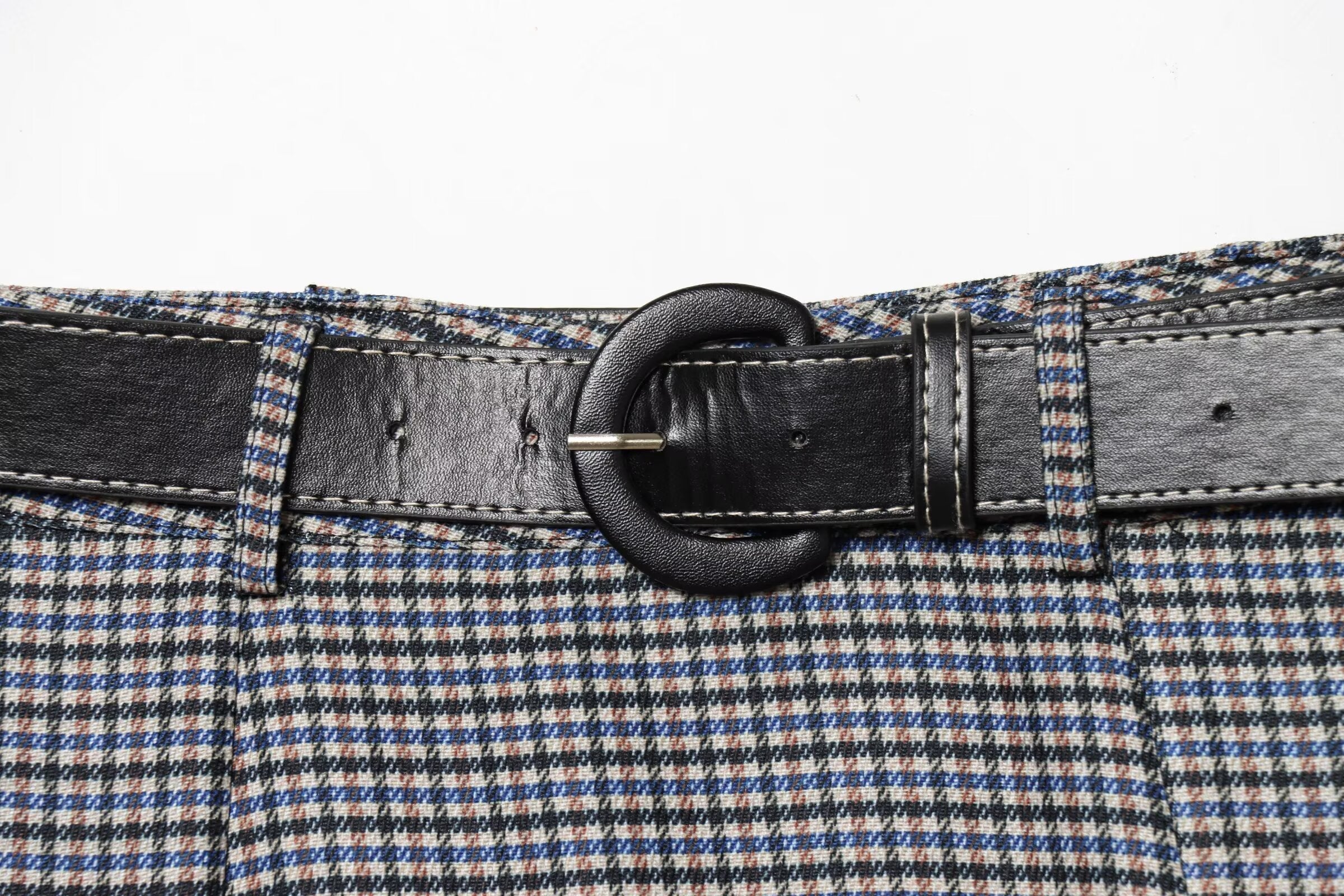 Women's With Belt Casual Plaid Midi Skirt