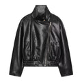 Women's large lapel imitation leather jacket Coat