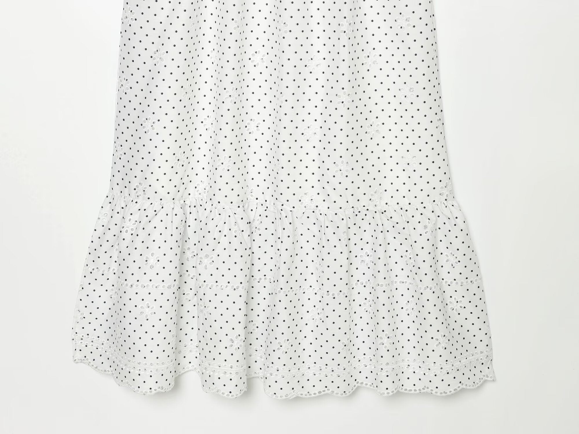 Women's hollowed out embroidered polka dot MIDI dress