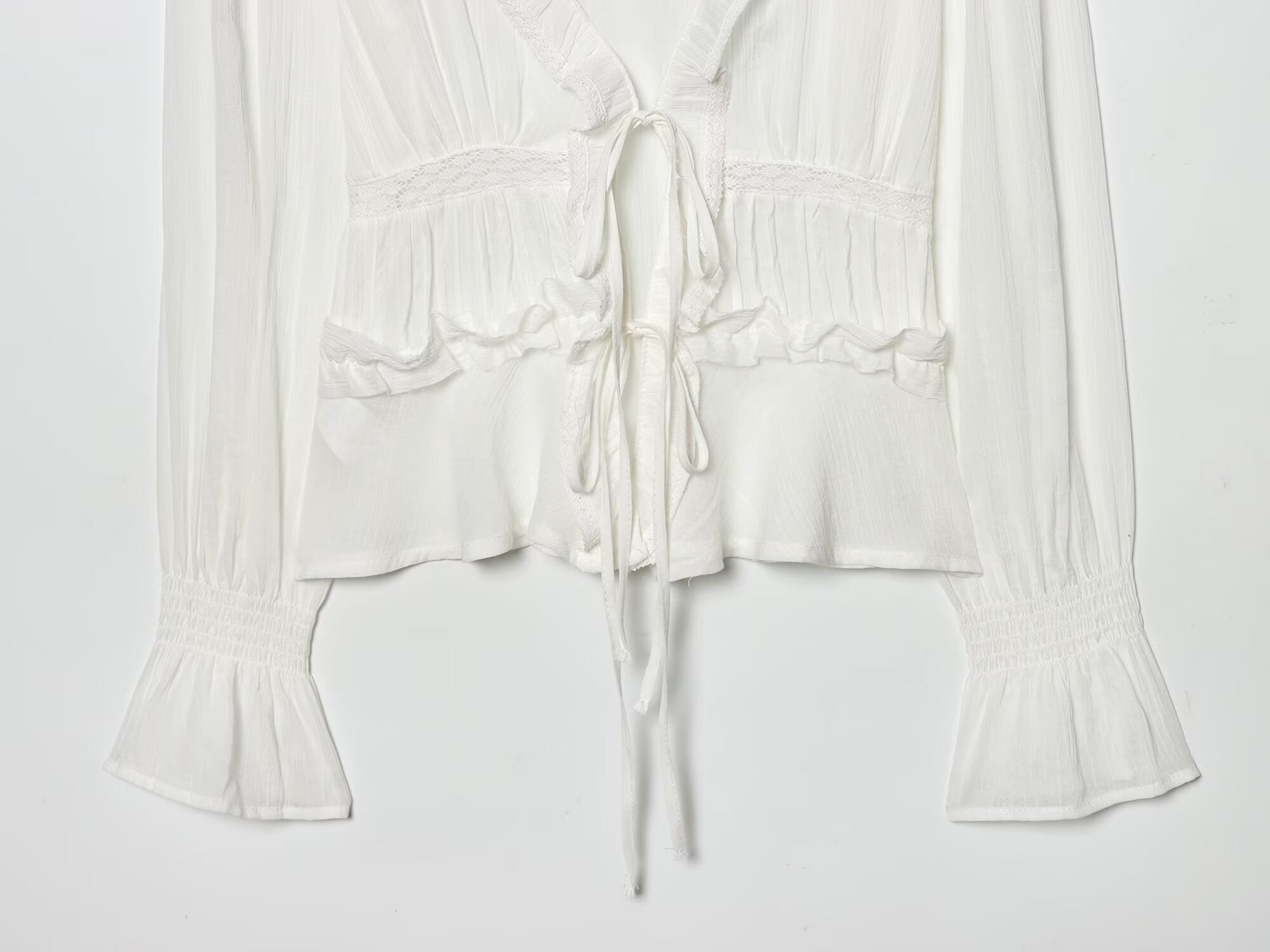Women's layered decorative embroidered chiffon shirt