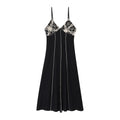 Women's New Fashion Tight Embroidered suspender Midi Dress