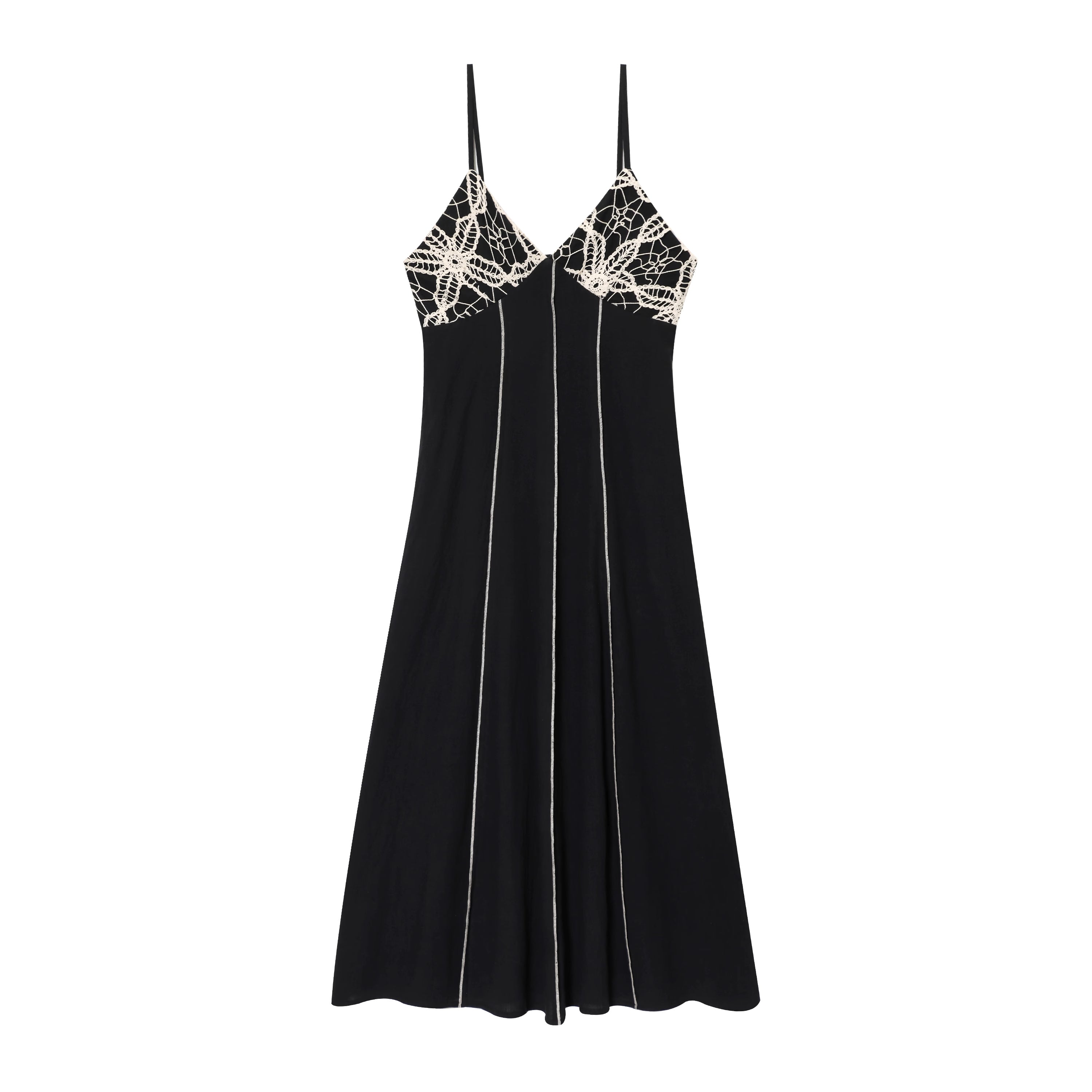 Women's New Fashion Tight Embroidered suspender Midi Dress