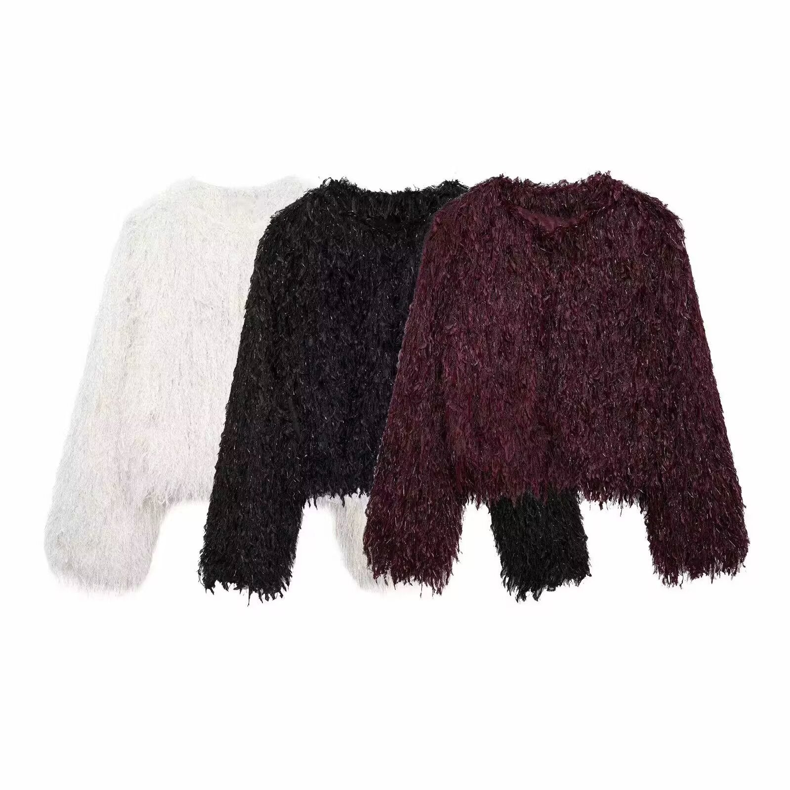 Women's metal Edge decorative short O Neck Coat