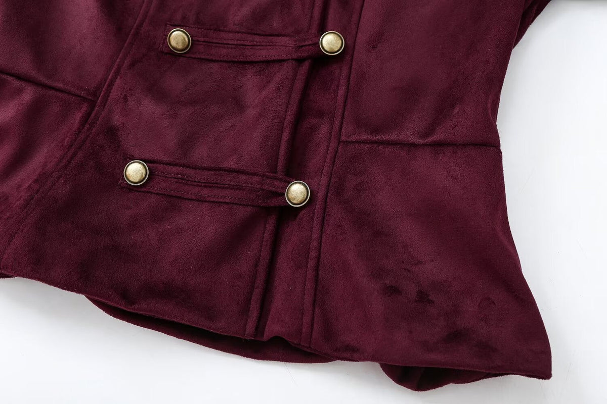 Women's rope knot effect Anti suede leather jacket Coat
