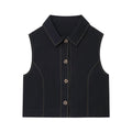 Women's new fashion short Lapel cotton straight vest+shorts suit