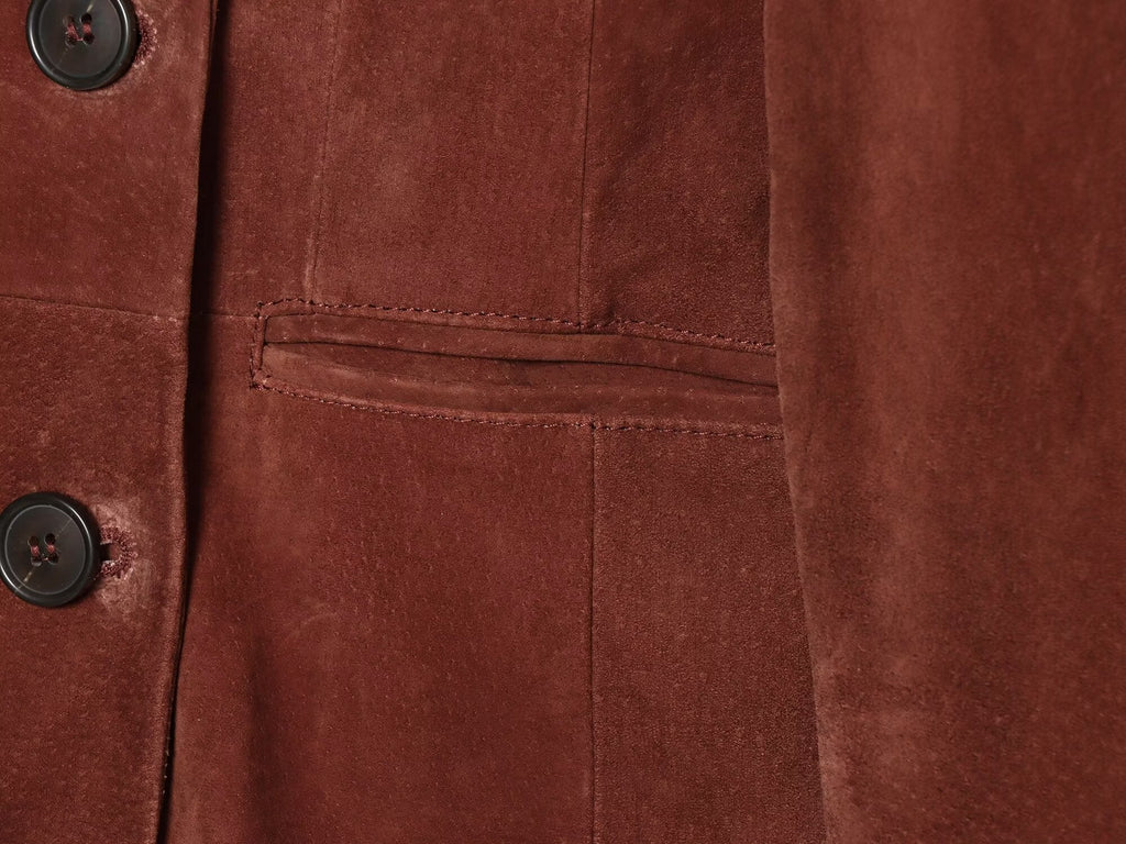 Women's slim double breasted suede Blazer Coat