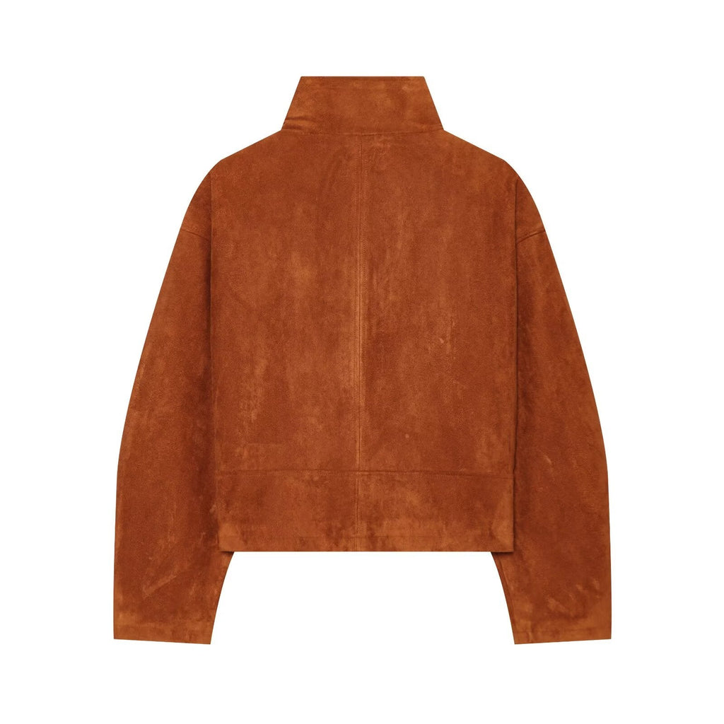 Women's faux leather stand collar jacket Coat