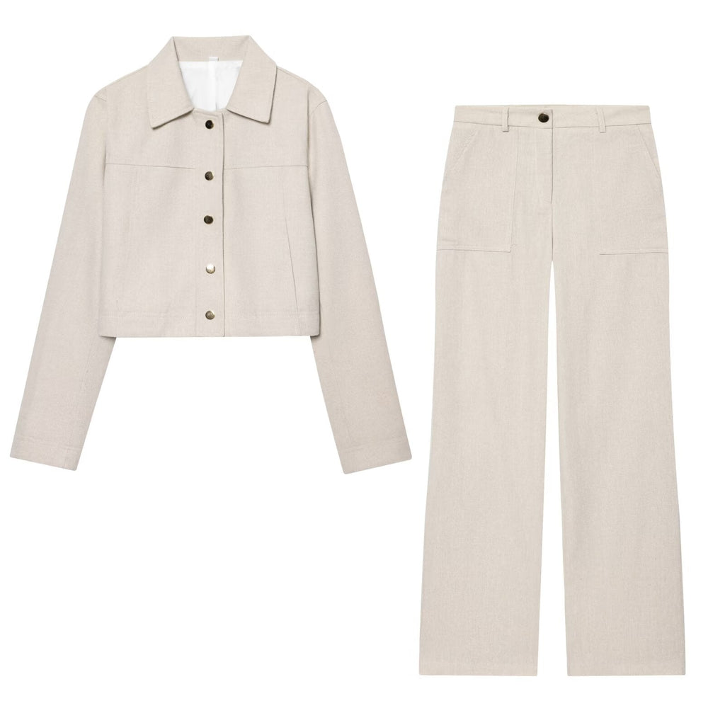 Women's new fashion short single breasted lapel jacket Coat+Pants suit