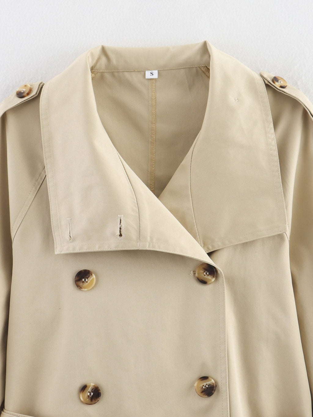 Women's New Fashion With Belt Short Double breasted Windbreaker Coat