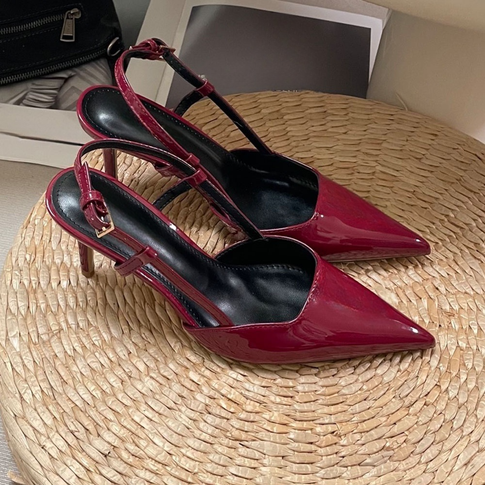 Women's new metal letter pointed high heels