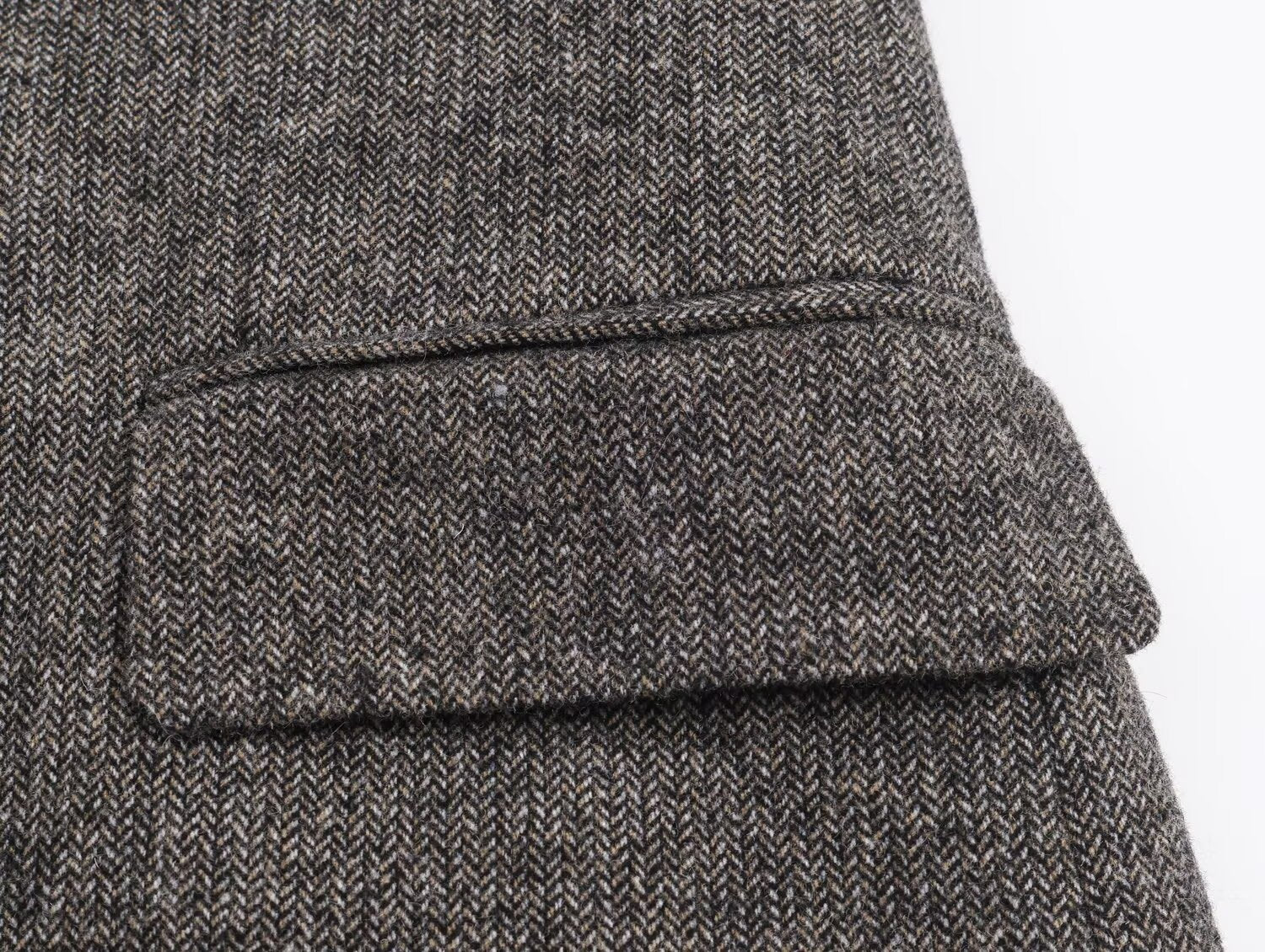 Women's herringbone twill wool blend Blazer Coat