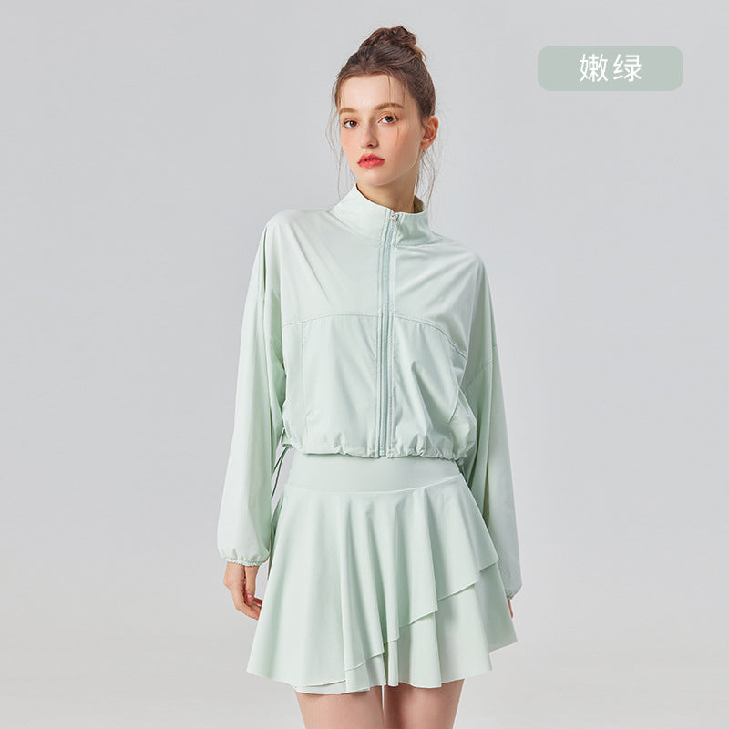 Women's new outdoor long-sleeved sunscreen coat pleated skirt suit