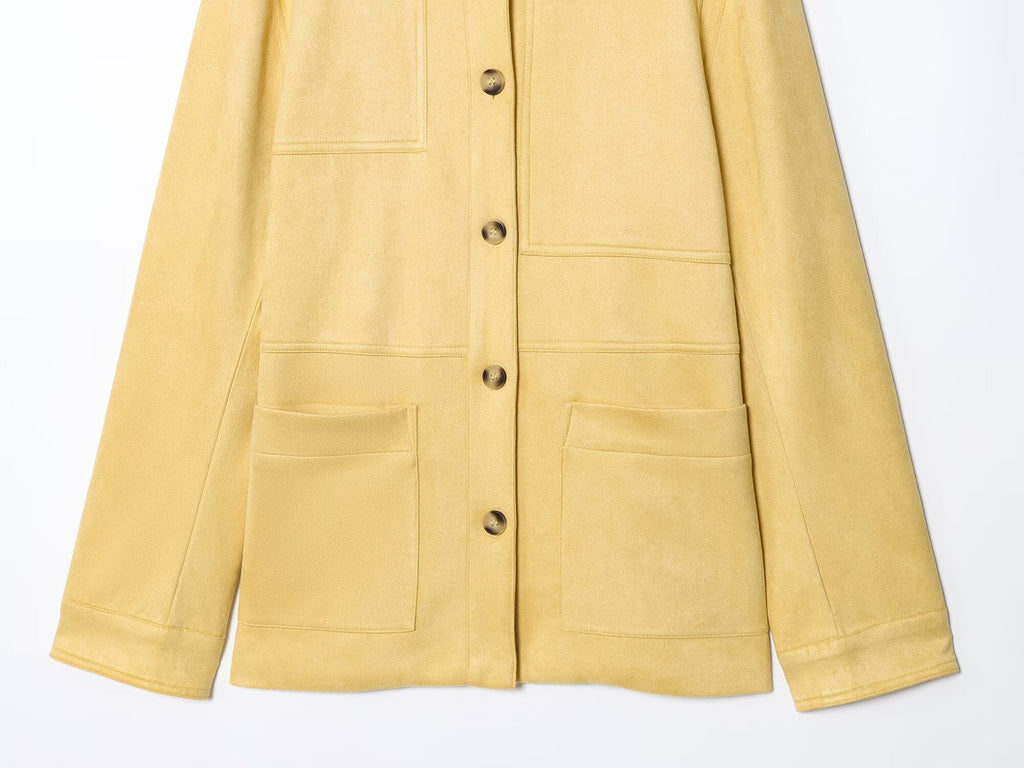 Women's 2025 new fashion loose single breasted suede Coat