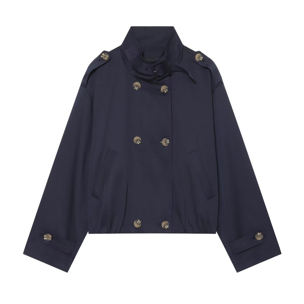 Women's short double breasted windbreaker Coat